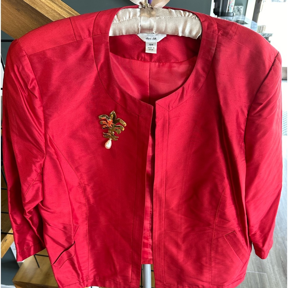 Talbots 18W Petite Silk Cropped Jack Red Stunning!